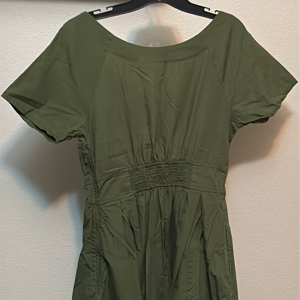 EShakti women’s dress, Sz 10, 100% Cotton Army Green, pockets, smocked waist. 💚 - Picture 7 of 9